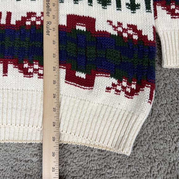 Vintage Eddie Bauer Sweater Mens Medium Multicolor Southwest Knit Cotton USA 90s - Picture 7 of 10